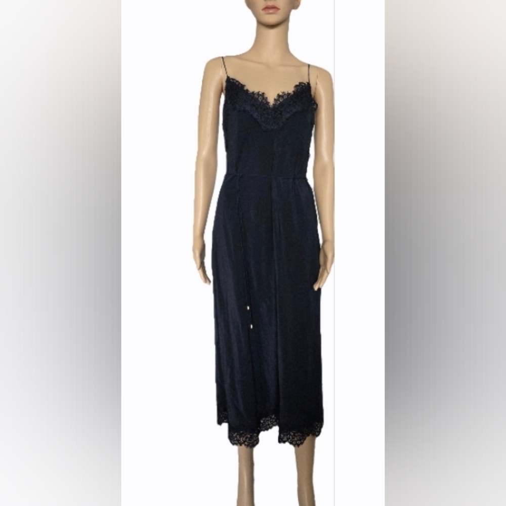 Zimmermann Black Lace Trim Midi Dress 0
